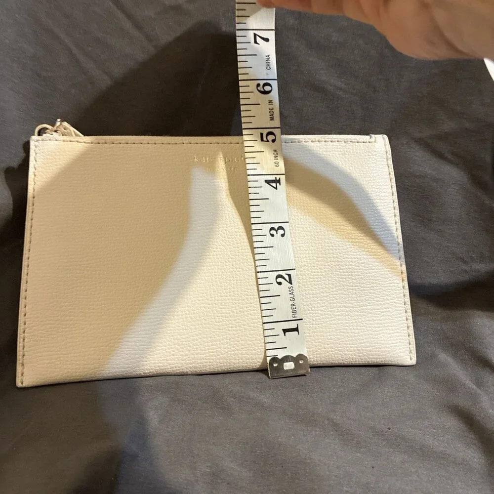 Kate Spade New York Pebbled Leather Wristlet White Sleek Elegant Classy Preppy